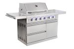 High End 6-Burner 304 Stainless Steel Outdoor BBQ Grill, Electronic Ignition Portable Grill with Universal Wheels