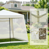 Beige 10'x10' Outdoor Party Tent Canopy with Mesh Sidewalls Patio Gazebo Sun Shade Screen Shelter for Backyard Camping Travel