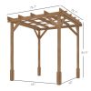 6.6' x 6.6' Wood Pergola, Outdoor Gazebo Grape Trellis with Stable Structure for Climbing Plant Support, Dark Brown
