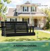 2 Person Wooden Porch Swing with Chains Outdoor Patio Swing Chair for Garden Poolside Backyard Black 440 Lbs Capacity
