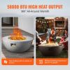 Propane Fire Pit, Outdoor Concrete Gas Fire Pit, 39 in Tabletop with Lava Rocks, Lid,Rain Cover,Adjust Flame Height Camping Firepit for Heating