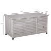 75 Gallon Deck Storage Box Wooden Outdoor Furniture Aerating Gap Weather-Resistant Gray