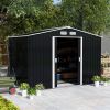 9' x 6' Metal Storage Shed - Dark Gray, Garden Tool House, 2 Sliding Doors, 4 Air Vents, Ideal for Backyard, Patio & Lawn | Shop