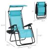 2 Piece Foldable Lounge Chair with Canopy Shade, Outdoor Zero Gravity Chair w/ Side Tray & Cup Holder
