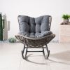 Direct Wicke Outdoor Metal Rocking Chair with Cushion, Patio Rocker Chair with Thick Padded Seat, Sturdy Frame, Gray