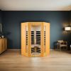 Two person hemlock indoor far infrared sauna room for your indoor or outdoor area.