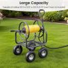 Garden Hose Reel Cart 300 Feet Large Capacity with 4 Wheels and Storage Basket