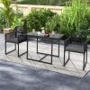 3 Pieces Outdoor Dining Set with Folding Backrest and Seat Cushions