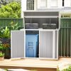 4.7 x 2.5FT Outdoor Horizontal Storage Shed, Lockable Trash Can Storage with Chain Lid, Gray