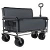 3-in-1 Convertible Folding Wagon Cart with Bench Seat & Storage - 500lbs Heavy-Duty Utility Wagon, 180L Capacity All-Terrain Wheels for Camping, Beach