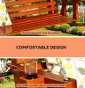 2 Person Wooden Patio Swing Chair Sunny Porch Swing with Chain 440 Lbs Capacity Brown for Garden Poolside Backyard