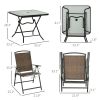 5 Pieces Patio Table and Chairs, Foldable Wicker Outdoor Dining Table Set with Umbrella Hole, Dark Brown