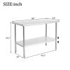48x24 inch Stainless Steel Worktables Workbenches,Heavy Duty Commercial Food Prep Work Table with Adjustment for Home,Kitchen,Restaurant