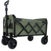 Expandable Dual-Layer Utility Wagon Grocery Cart for Camping, Shopping, Sports, Gardening, Fishing, Supports 225lbs, Brown