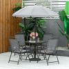 Garden Soiree: 6-Piece Gray Patio Dining Set with Umbrella & Glass Table