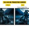 Tripod Projector Screen with Stand 90 inch 16:9 4K HD Projection Screen Stand Wrinkle-Free Height Adjustable Portable Screen for Projector Indoor & Ou