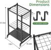 Garden Tool Organizer Stand with Wheels,Yard Tool Organizer for Garage with 2 Hooks, Rack Up to 42 Tools,Broom Holder & Garden Tool Rack for Shed