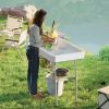 3.4ft Folding Ice Cooler Table with Drain, Fill and Chill Table Outdoor Table Cooler with Storage Shelf
