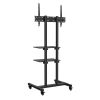 Mobile TV Stand, Mobile TV Cart for 32 to 70 inch TVs, Height Adjustable Portable TV Stand with Wheels, Double Tray for Audio-Visual Devices