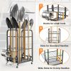Garden Tool Organizer Stand with Wheels, Rakes Shovels Yard Tools Stand for Garage, Shed, Garden, Indoor/Outdoor Long-Handled Tools Cart