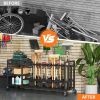 Garden Tool Organizer with Wheels-Movable Garden Tool Rack with Storage Hooks for Long-Handled Tools/Rakes/Brooms/Shovels