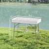 3.4ft Folding Ice Cooler Table with Drain, Fill and Chill Table Outdoor Table Cooler with Storage Shelf