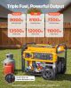 Portable Generator, Gasoline 13500W Peak Watt, LPG 12000W Peak Watt & Natural Gas 11000W Peak Watt Tri-Fuel Generator