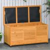 75 Gallon Deck Box Wooden Outdoor Storage Container Aerating Gap Weather-Resistant Yellow