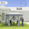 13' x 13' Pop Up Gazebo Hexagonal Canopy Shelter with 6 Zippered Mesh Netting for Patio Backyard Garden Wedding Party