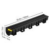 Trench Drain System,5.8x5.2x39.4-Inch HDPE Drainage Trench,Channel Drain with Plastic Grate,Black Plastic Garage Floor Drain,3x39 Trench Drain Grate