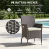 Dark Coffee Patio Dining Chair Set of 2 with Cushions And Anti-Slip Feet Stackable Backyard Garden Lawn Furniture