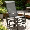 Grey Metal High Back Outdoor Patio Rocking Chair - Comfortable Garden Furniture