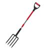 Garden Fork, 4-Tine Gardening Pitchfork with Fiberglass Handle, 45 in Heavy Duty Digging Fork with Y Grip