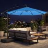 10 ft Cantilever Patio Umbrella with Light, Weight, Offset Hanging Outdoor Umbrella with Protective Cover, Lake Blue