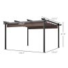 13' x 13' Aluminum Retractable Pergola Canopy, Outdoor Pergola for Garden, Patio, Backyard, Deck, Brown