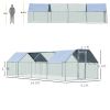 Large Chicken Coop Metal Chicken Run with Waterproof and Anti-UV Cover, Flat Shaped Walk-in Fence Cage Hen House for Outdoor and Yard Farm Use