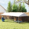Two Room Outdoor Dog Kennel, Dog Run with Roof, Waterproof UV-Resistant Cover, Secure Lock, 19.7' x 7.5' x 5.2'