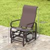 Gliding Lounger Chair Set of 2, Single Rockers with Lightweight Metal & Mesh Construction, Brown