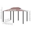 Gazebo 10x13 Khaki with Curtains Vented Roof and Steel Frame for Outdoor Use