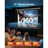 Motorized Projector Screen, 72 inch 4:3 1080 HD Electric Projection Screen, Wall Mounted Projection Dispaly Projector with Remote Control