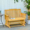 2-Person Patio Swing Glider Bench with Quick Drying Design and Widen Armrest, Wood Rocking Chair Loveseat for Backyard Garden Porch, Natural
