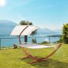 Arc Hammock 2-Person Outdoor with Canopy Stand, Extra Wide Backyard Swing Chair, Relaxing