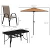 8 Pieces Patio Furniture Set with 9Ft Patio Umbrella, Outdoor Dining Table and Chairs, Light Mixed Brown