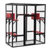 Gothic Outdoor Large Cat Catio, Wood Cat Enclosure with Platforms and Condos, Patio Cat Window Box, Weatherproof, Black and Red