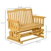 2-Person Patio Swing Glider Bench with Quick Drying Design and Widen Armrest, Wood Rocking Chair Loveseat for Backyard Garden Porch, Natural