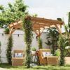 6.6' x 6.6' Wood Pergola, Outdoor Gazebo Grape Trellis with Stable Structure for Climbing Plant Support, Dark Brown