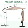 Outdoor Patio Umbrella, 10ft Offset Hanging Patio Umbrella with Aluminum Stand, 8 Ribs, UV Protection for Pool Garden Backyard Market, Khaki