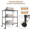 3-Shelf Wire Storage Shelves with Wheels,Adjustable Storage Units,Steel Organizer Wire Rack,Black