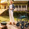 Garden Hose Reel Cart 300 Feet Large Capacity with 4 Wheels and Storage Basket