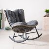 Direct Wicke Outdoor Metal Rocking Chair with Cushion, Patio Rocker Chair with Thick Padded Seat, Sturdy Frame, Gray